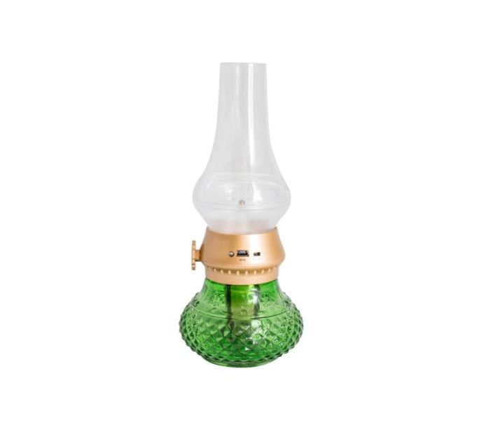 Lampa de veghe, led, design conic, lumina in forma de flacara, senzor, acumulator, verde